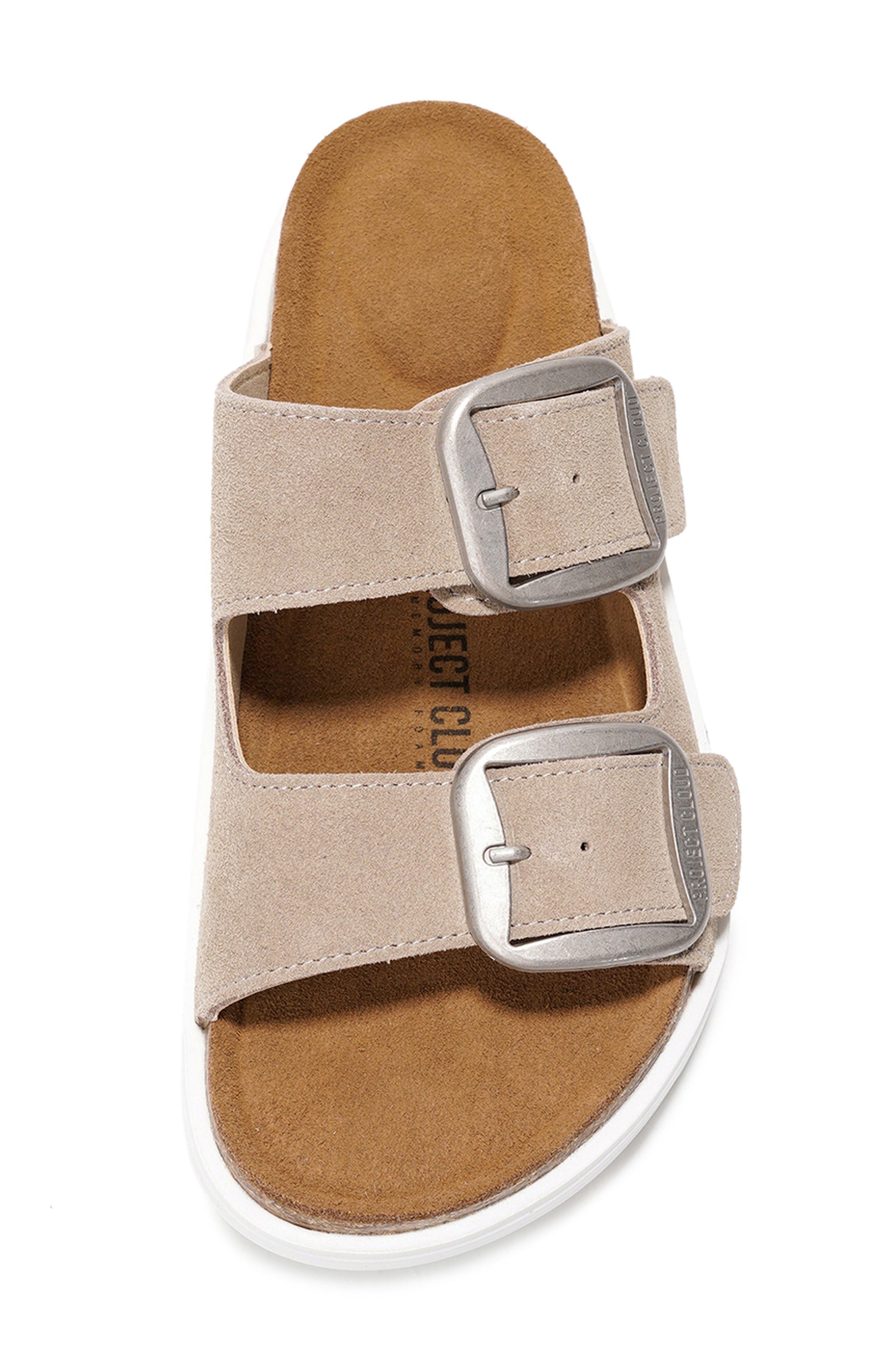 Project Cloud Gracie Double Buckle Slide Sandal, Alternate, color, Beige Suede