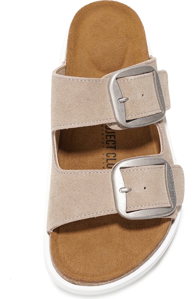 Project Cloud Gracie Double Buckle Slide Sandal, Alternate, color, Beige Suede