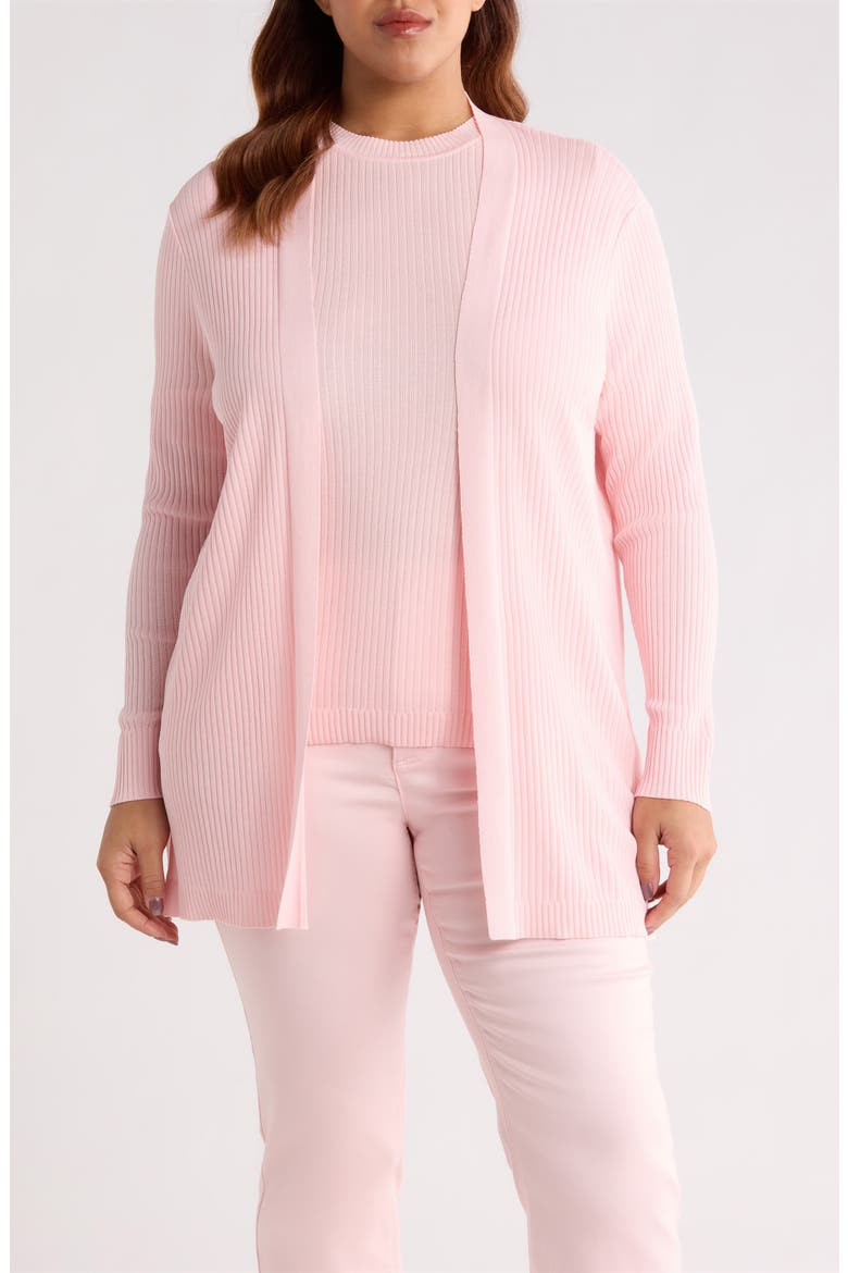 Sutton Open Front Rib Knit Cardigan, Main, color, PETAL PINK