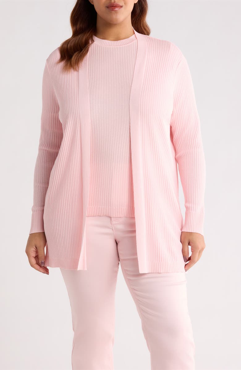 Jones New York Sutton Open Front Rib Knit Cardigan, Main, color, 