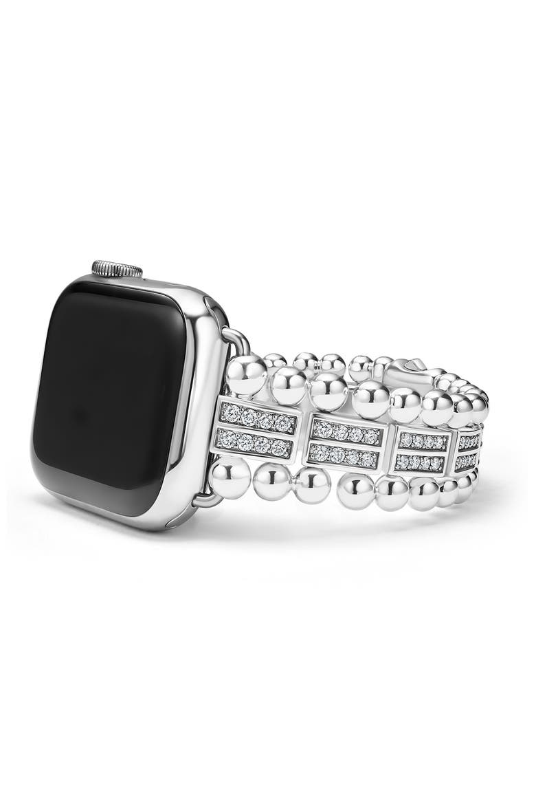Smart Caviar Sterling Silver Diamond Apple Watch® Watchband, Alternate, color, SILVER