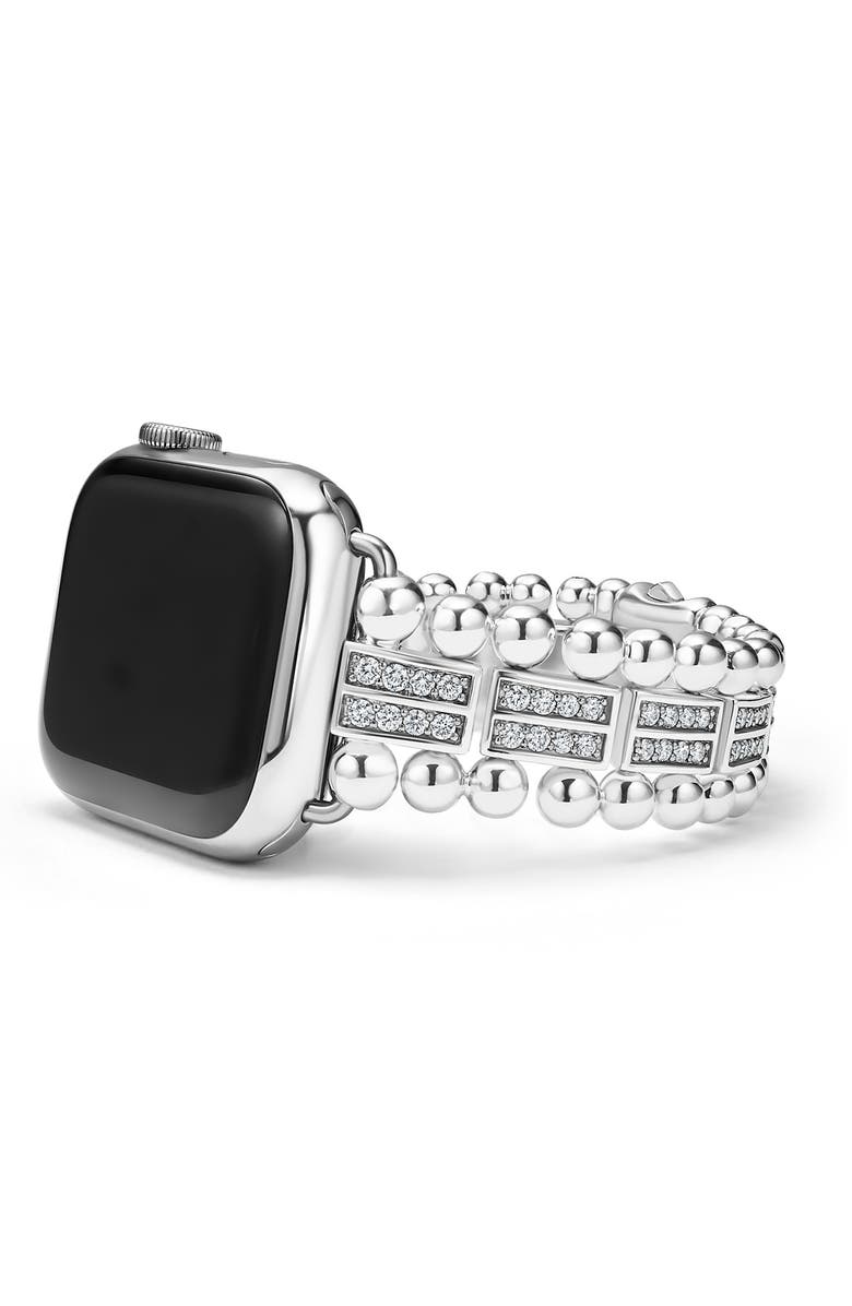 LAGOS Smart Caviar Sterling Silver Diamond Apple Watch<sup>®</sup> Watchband, Alternate, color, Silver