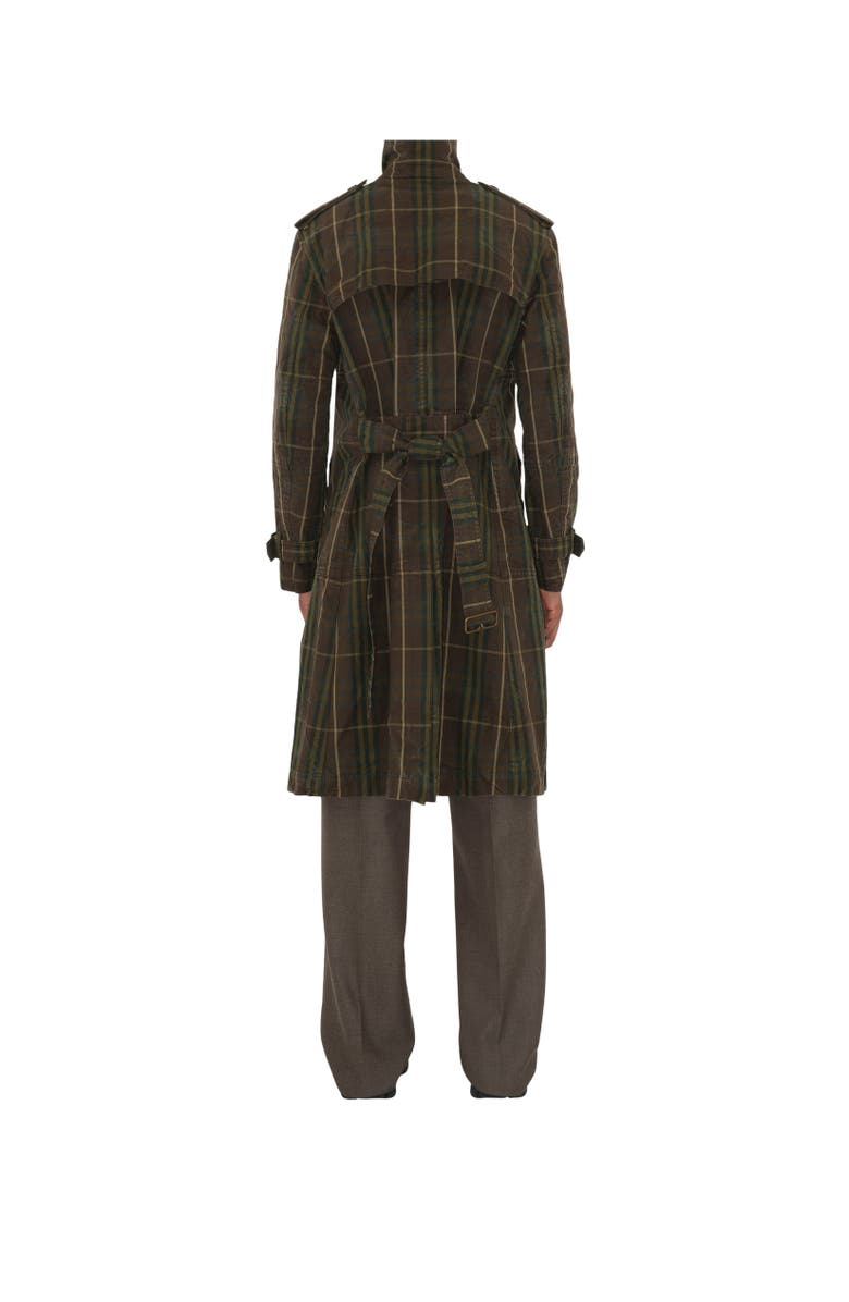 Burberry Long Check Cotton Trench Coat, Alternate, color, 