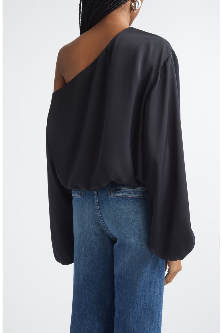Marley One Shoulder Long Sleeve Shirt, Alternate, color, BLACK