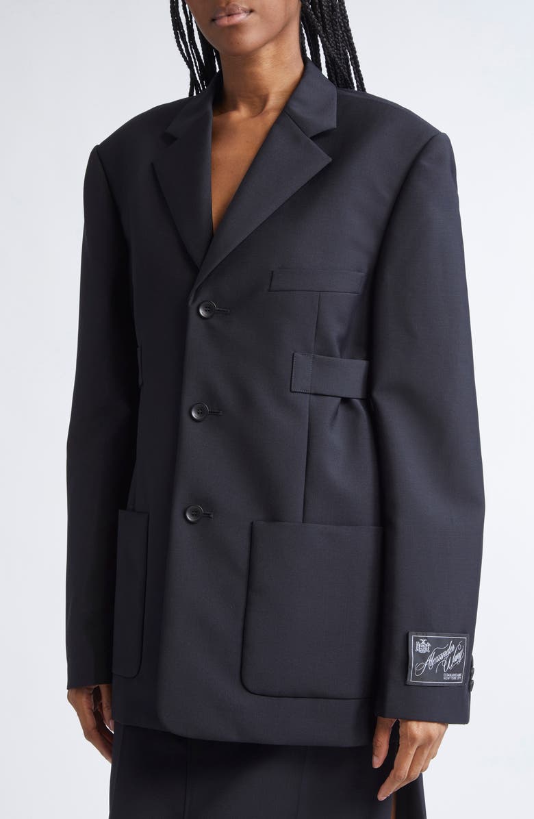 Alexander Wang Side Tab Wool
Mohair Blazer, Alternate, color, Mink Melange