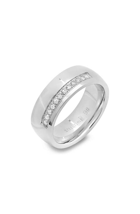 Men's Stainless Steel Simulated Diamond Ring