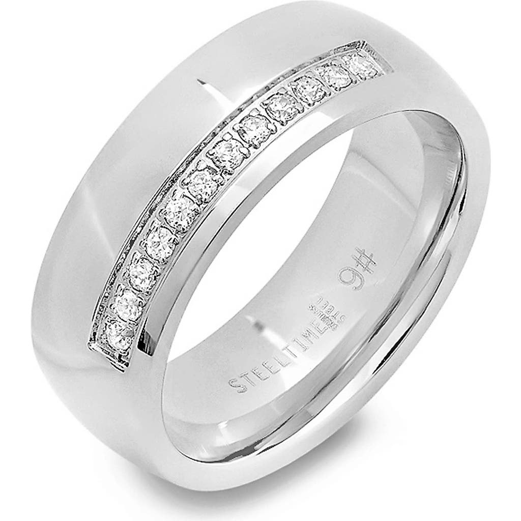 STEELTIME Men's Stainless Steel Simulated Diamond Ring in Silver at Nordstrom Rack, Size 10
