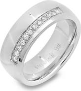 STEELTIME Men's Stainless Steel Simulated Diamond Ring
