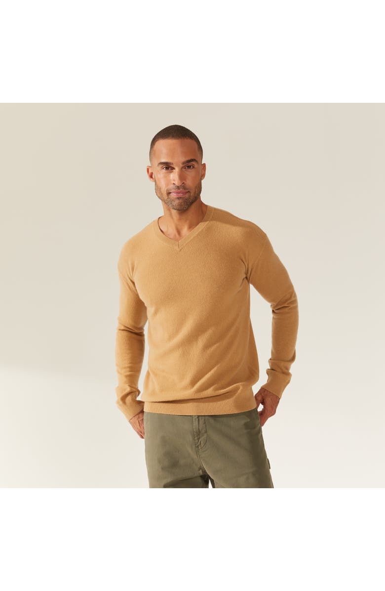 Italic Liam Cashmere V-Neck Sweater, Main, color, Camel