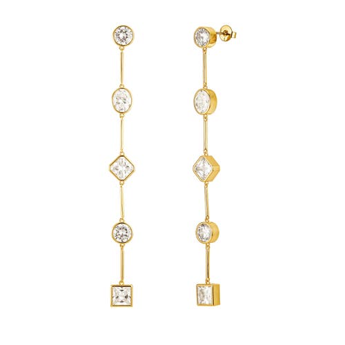 Untamed Petals Carmela Bezel Crystal Drop Earrings In Gold