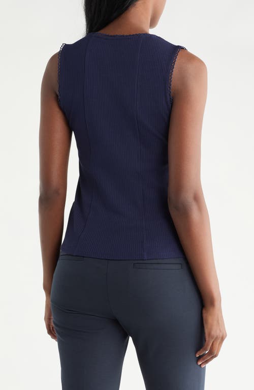 Cyrus Lace Trim Button-up Vest In Purple