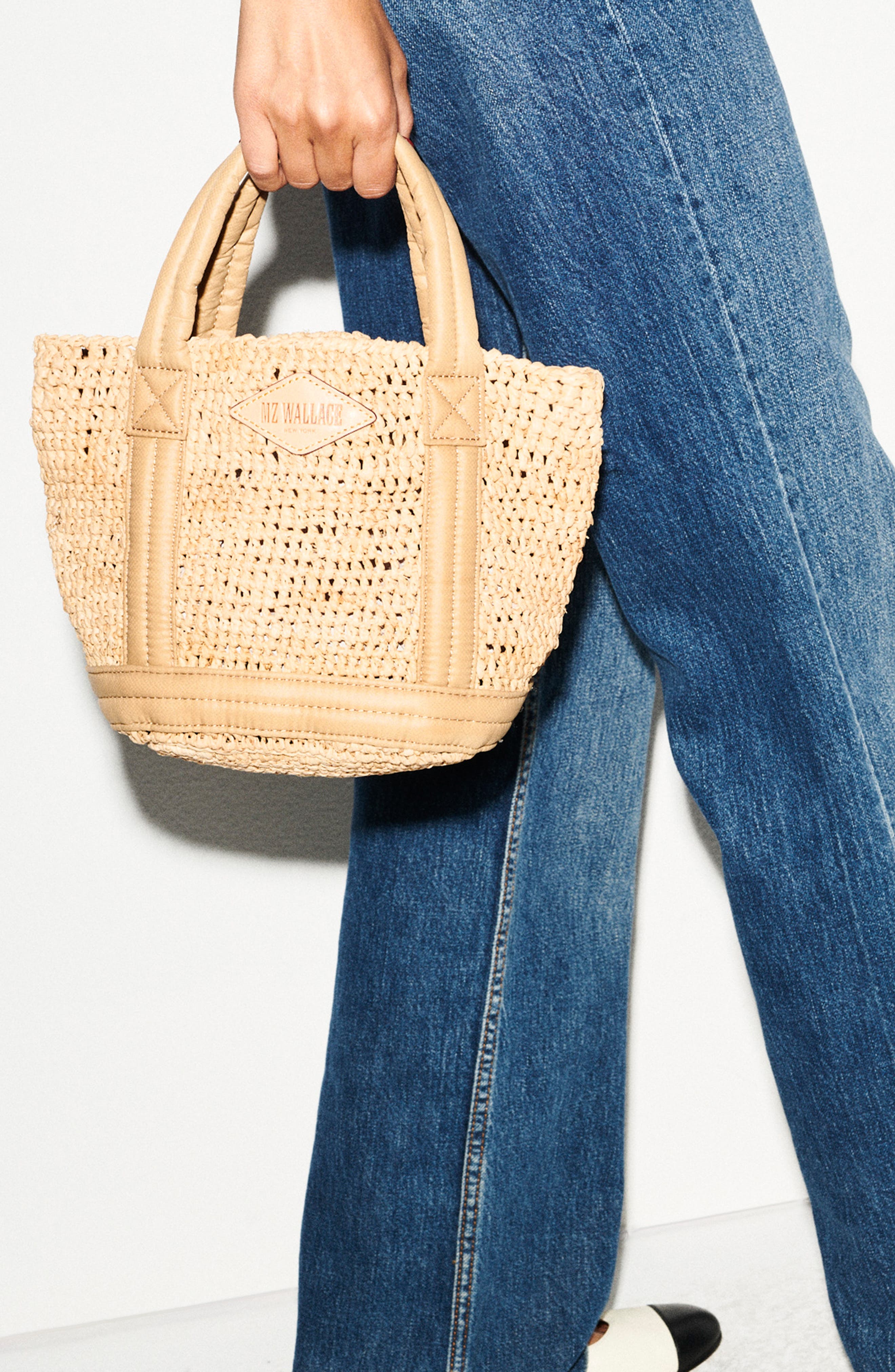 MZ Wallace Mini Raffia Tote, Alternate, color, Raffia/ Camel