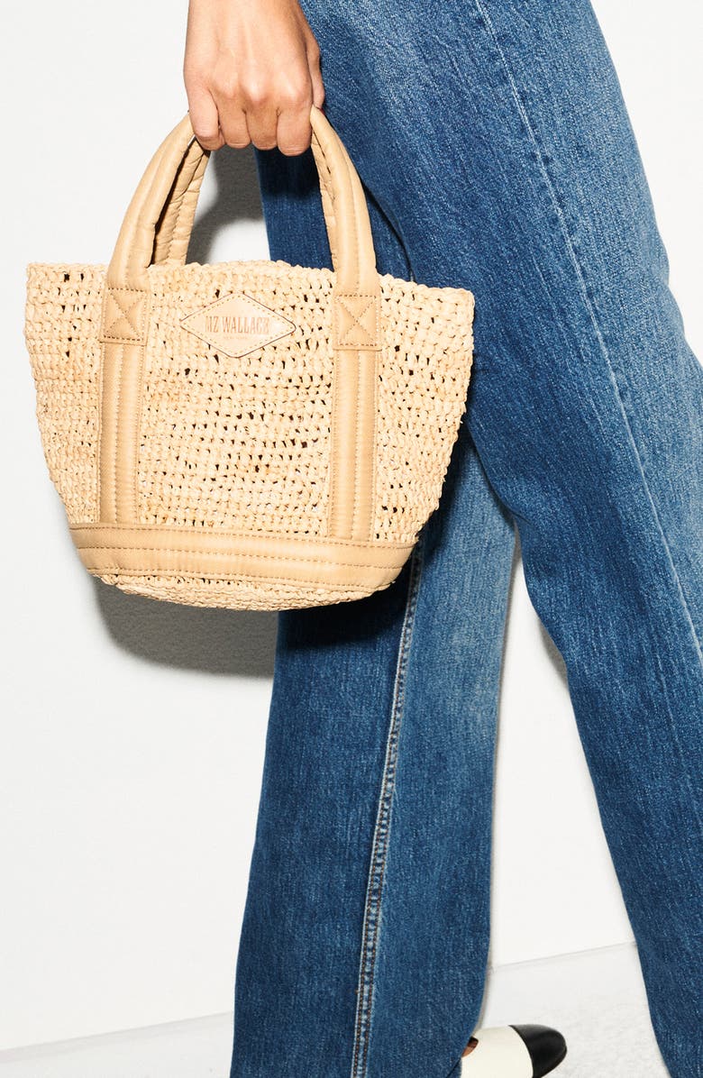 MZ Wallace Mini Raffia Tote, Alternate, color, Raffia/ Camel