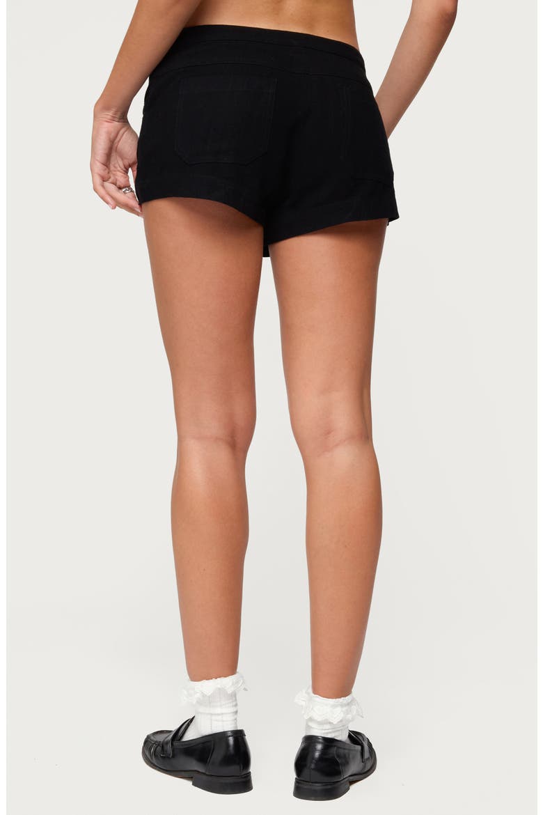 Hollis Cotton & Linen Drawstring Shorts, Alternate, color, BLACK