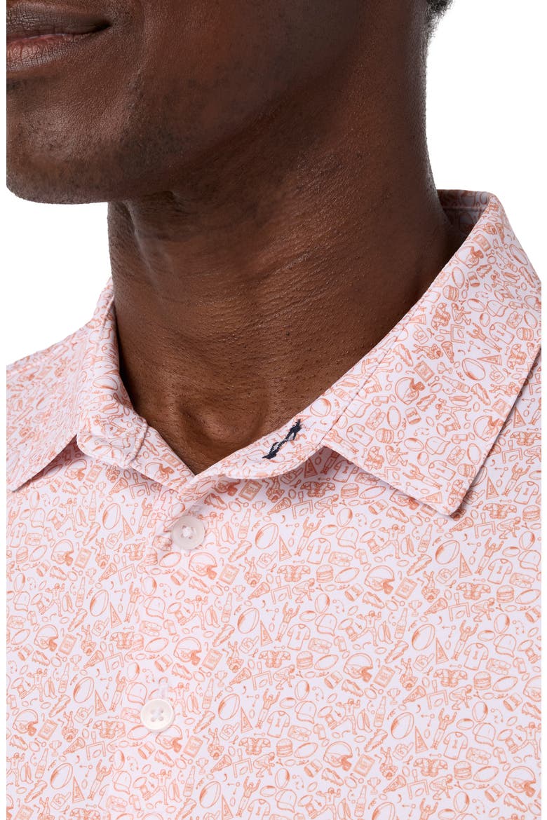 Halyard Trim Fit Short Sleeve Performance Button-Up Shirt, Alternate, color, BURNT ORANGE TOSSED TAILGATE