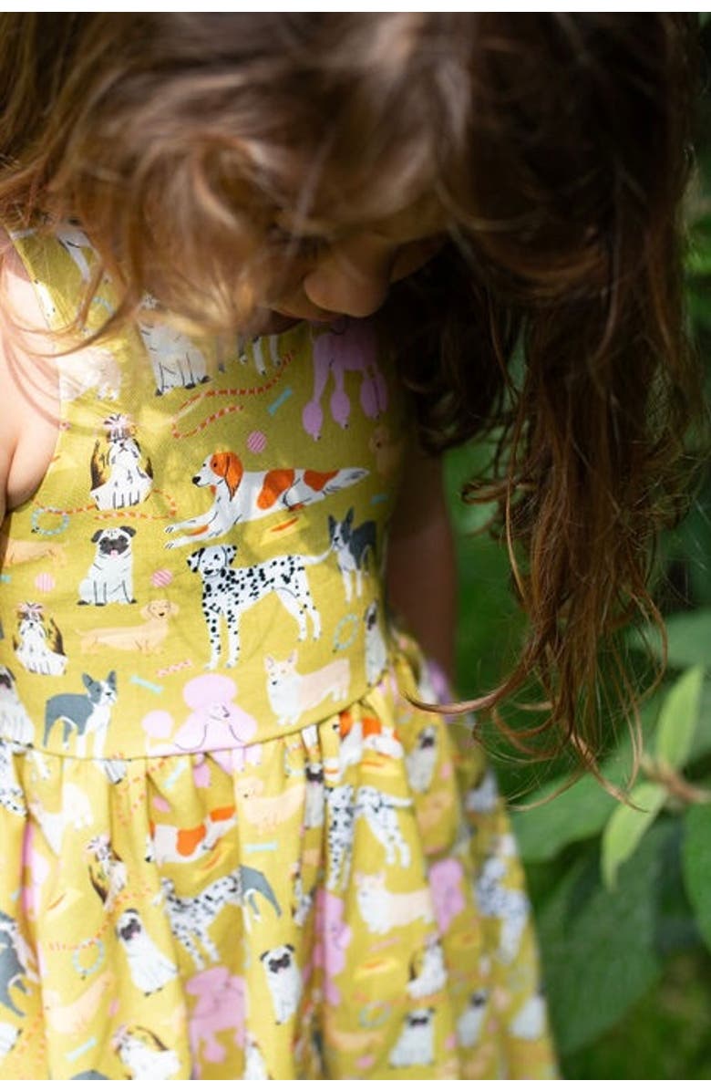 WORTHY THREADS Girls Cross Back Woven Dress, Alternate, color, Dogs