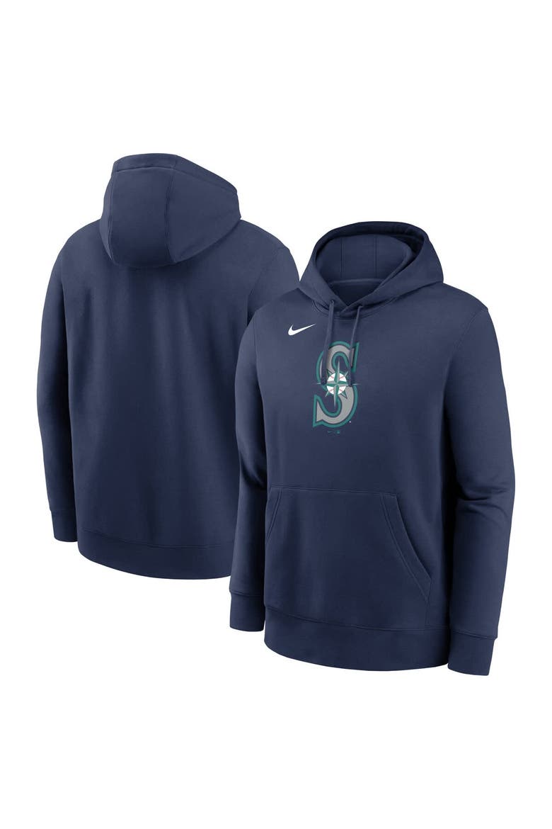 Men's Nike Navy Seattle Mariners Logo Club Fleece Pullover Hoodie, Alternate, color, Navy