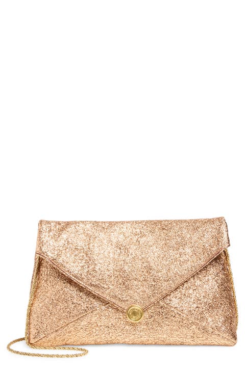 Metallic Leather Envelope Clutch