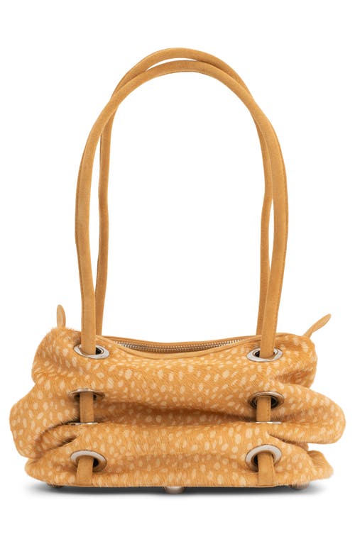 Jeffrey Campbell Chessy Convertible Genuine Calf Hair Shoulder Bag In Tan Cream Dots