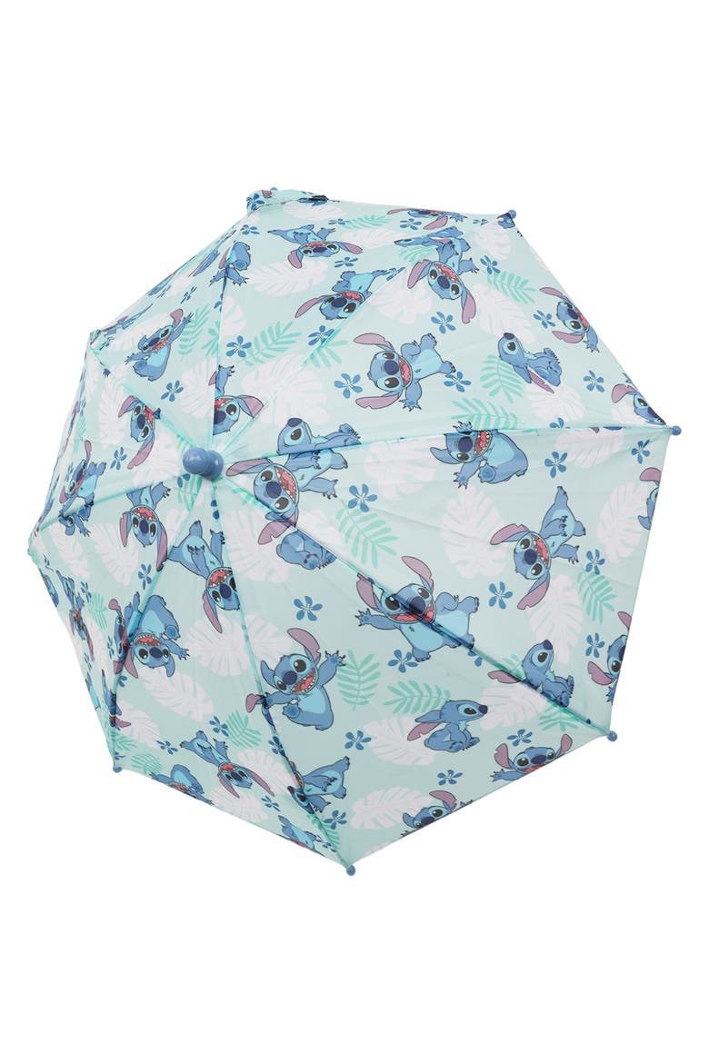 Stitch Tropical Leaf Kids Umbrella, Alternate, color, TEAL