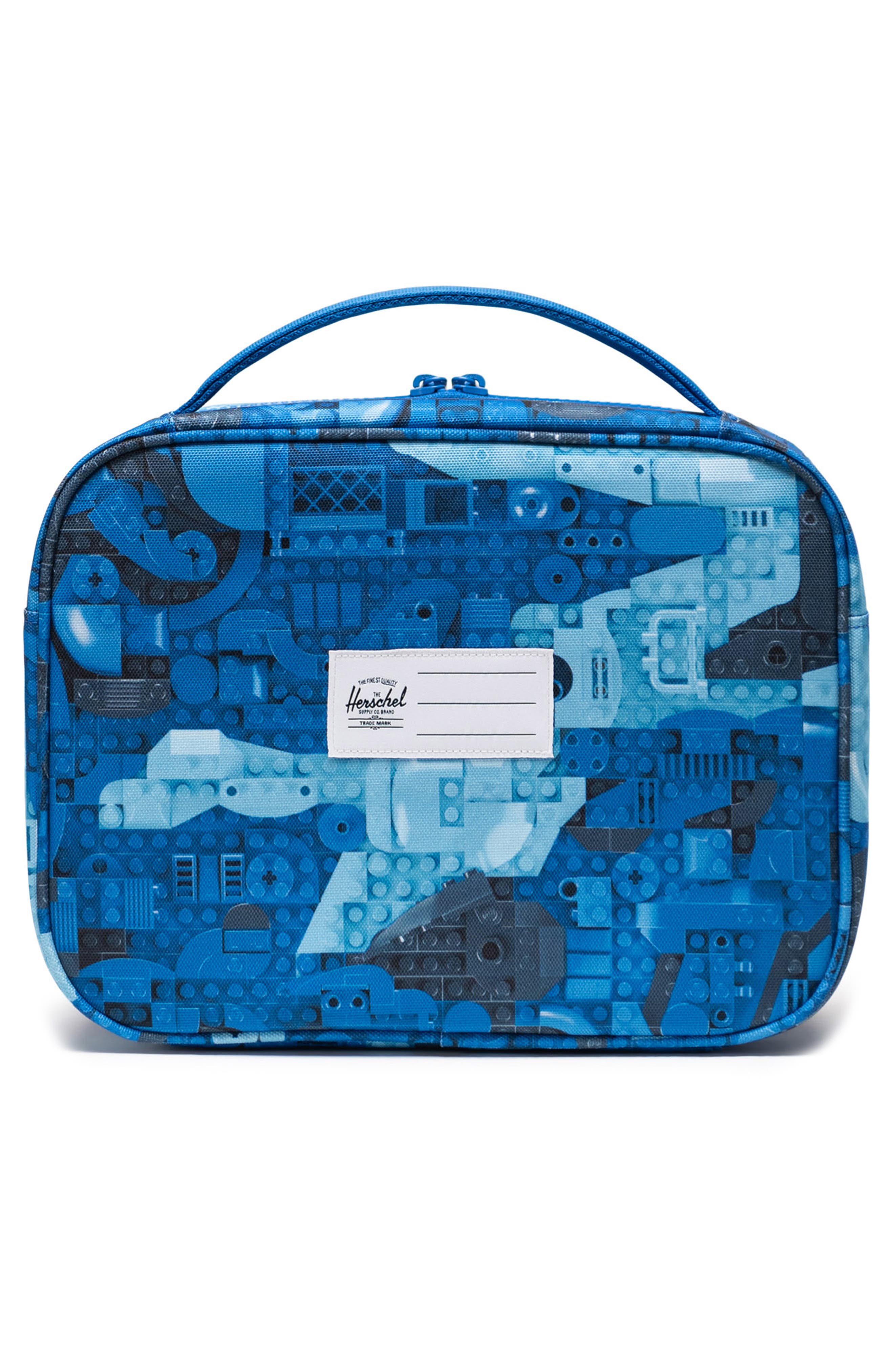 Herschel Supply Co. Kids' LEGO<sup>®</sup> Pop Quiz Lunch Bag, Alternate, color, Abstract Bricks Blue