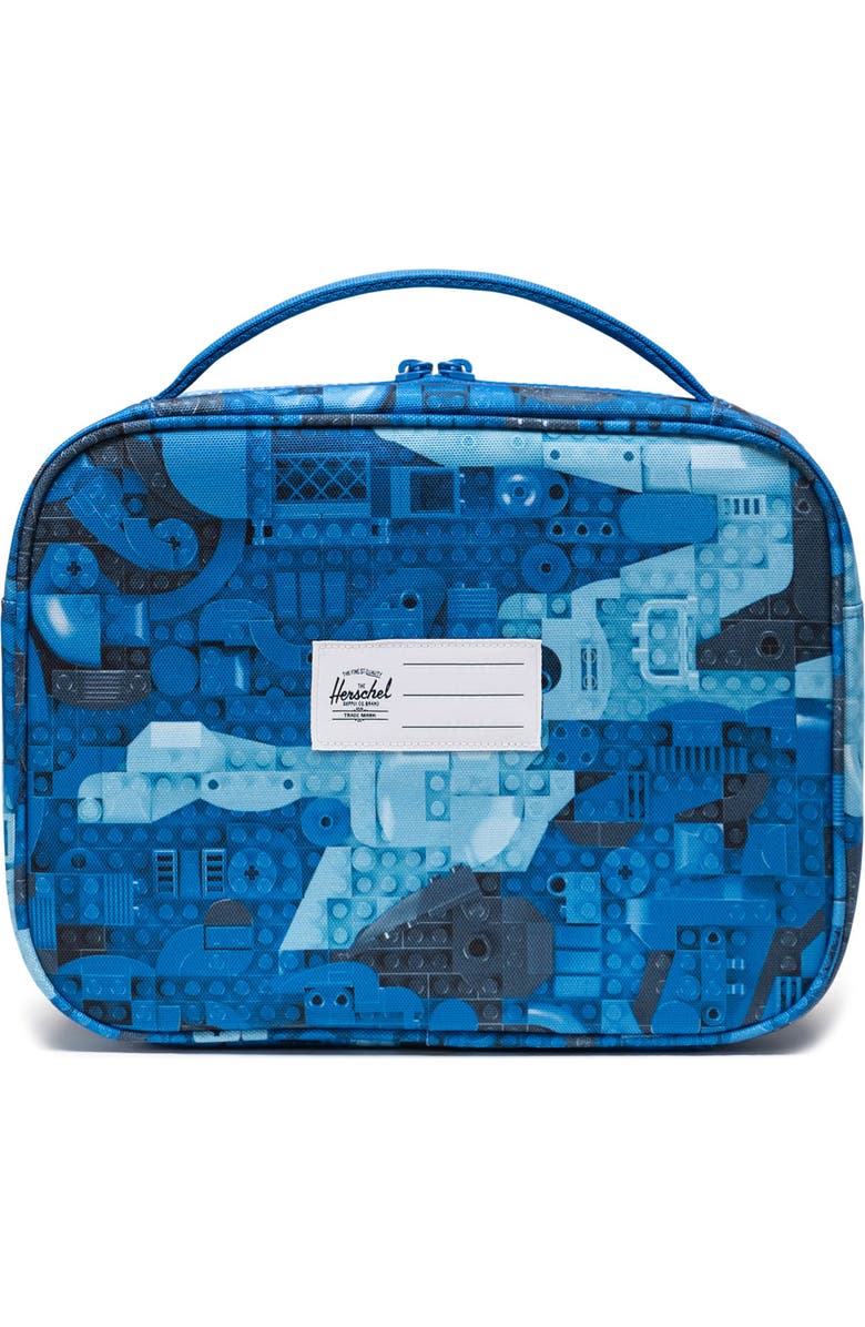 Herschel Supply Co. Kids' LEGO<sup>®</sup> Pop Quiz Lunch Bag, Alternate, color, Abstract Bricks Blue