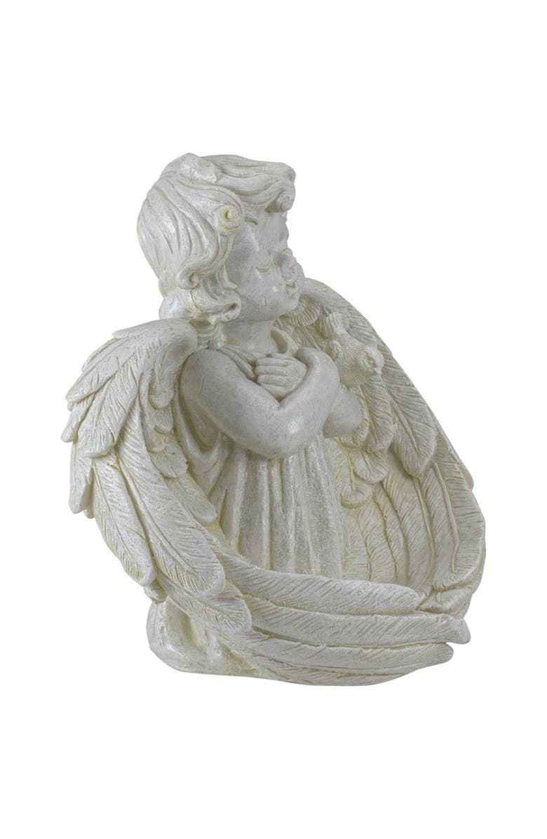 Northlight 9" Cherub Angel Wings Bird Feeder Outdoor Garden Statue, Alternate, color, Ivory