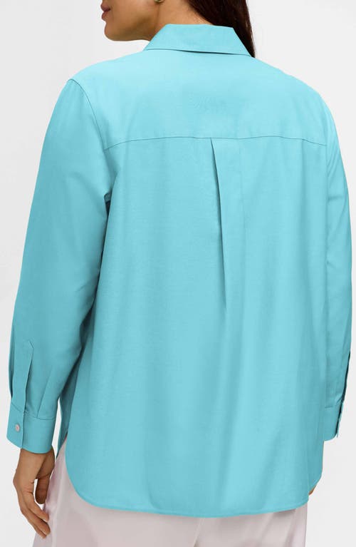 Foxcroft Boyfriend Non-iron Cotton Blouse In Blue