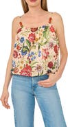 CeCe Floral Beaded Bubble Hem Top