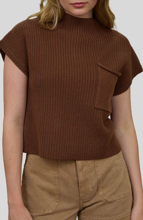 Short Sleeve Mock Neck Sweater
