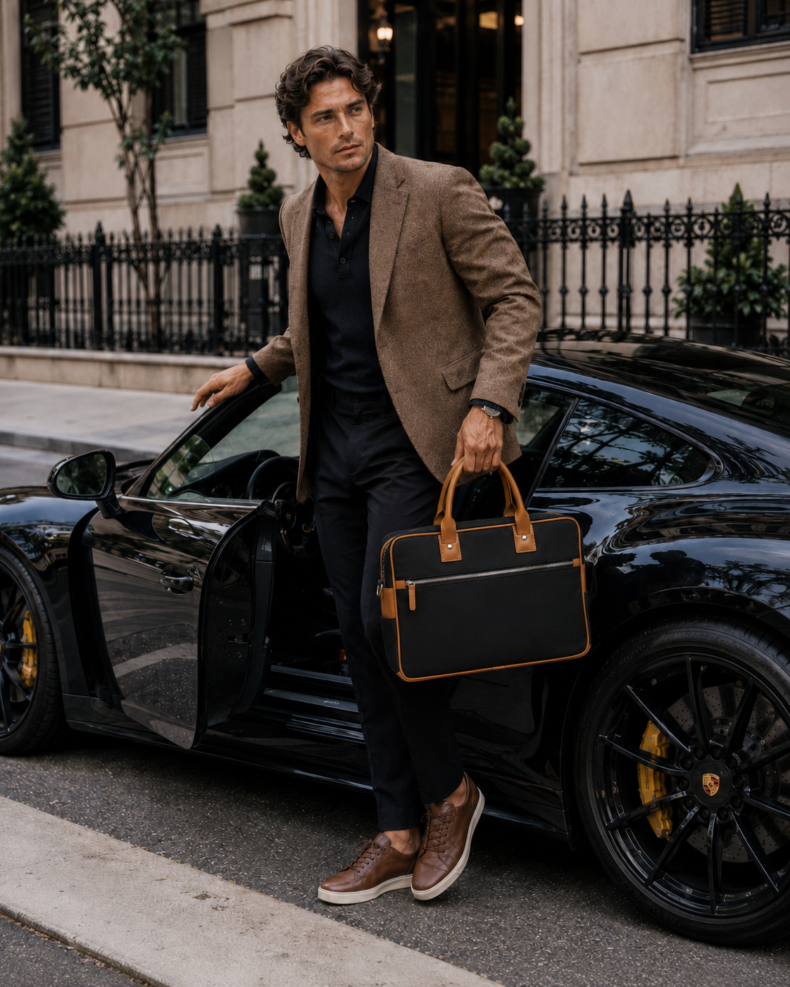 Redford Ballistic and Leather Briefcase, Alternate, color, Black