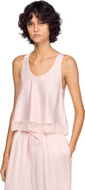 SANDRO Satin top with lace