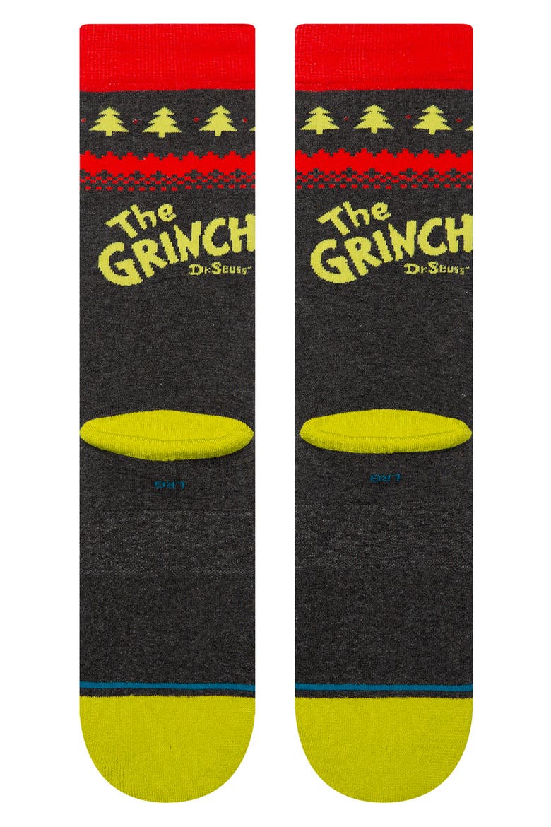 Grinch Sweater Crew Socks, Alternate, color, BLACK