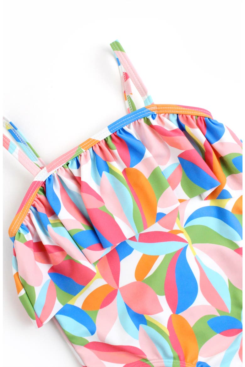 Tropical Adventure Ruffle One-Piece Swimsuit & Headband Set, Alternate, color, PINK