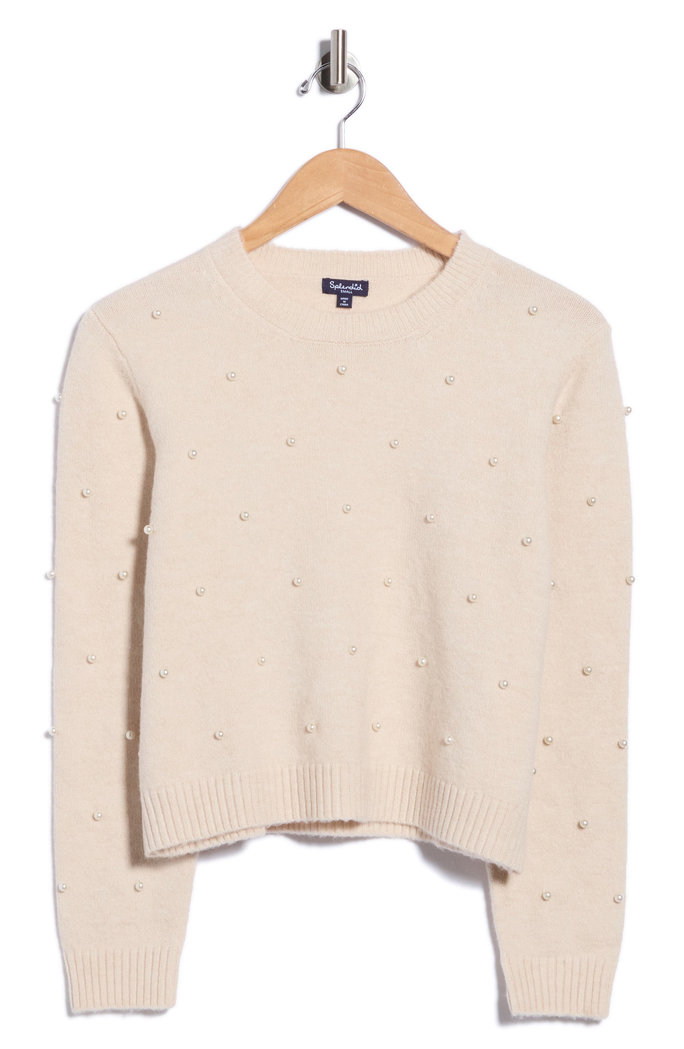 Imitation Pearl Crewneck Sweater