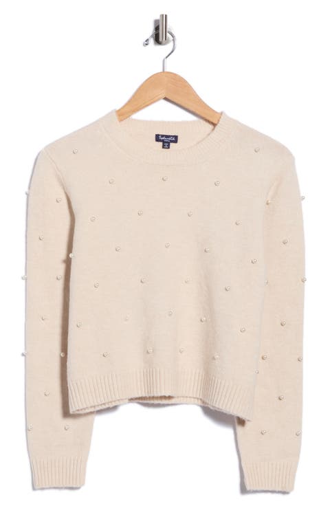Imitation Pearl Crewneck Sweater