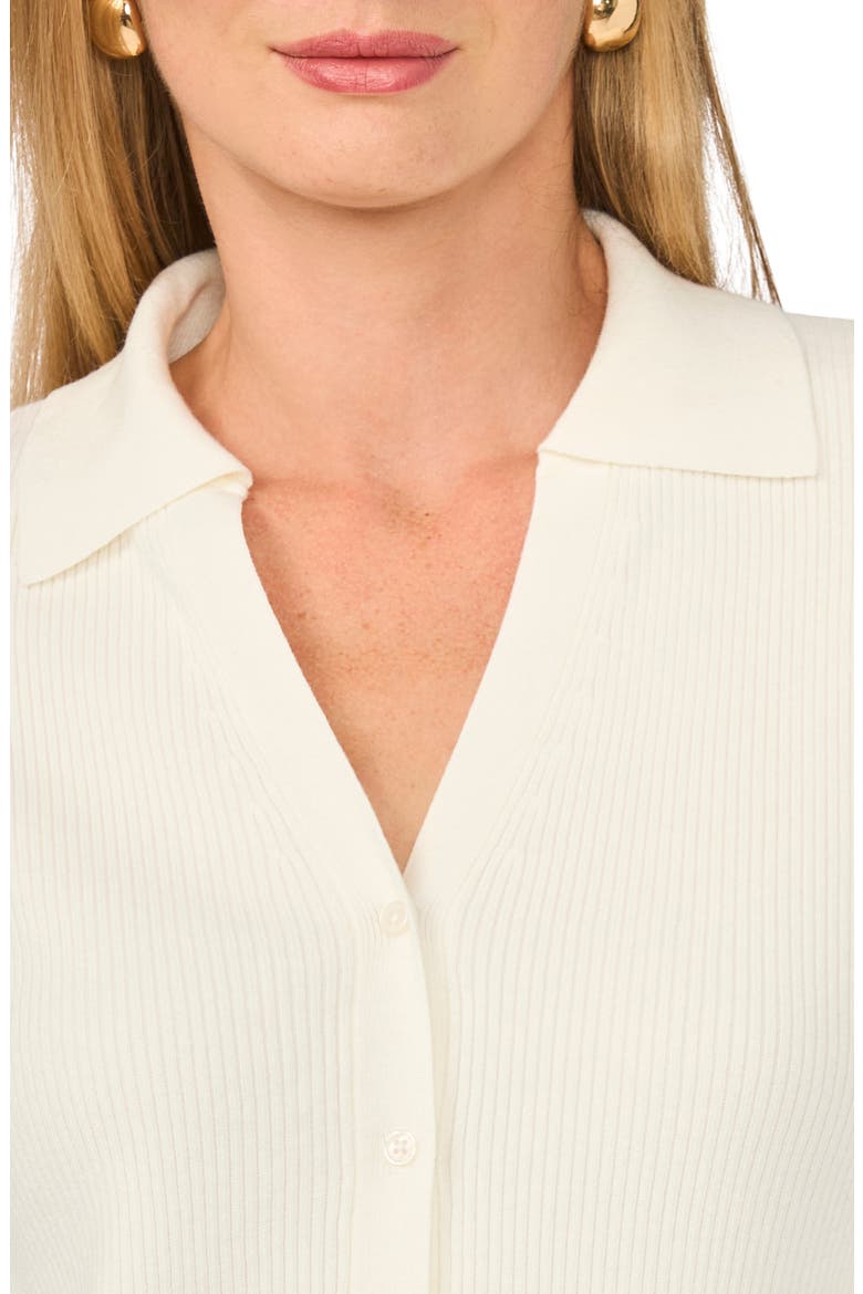 Collared Rib Cardigan, Alternate, color, IVORY CRME