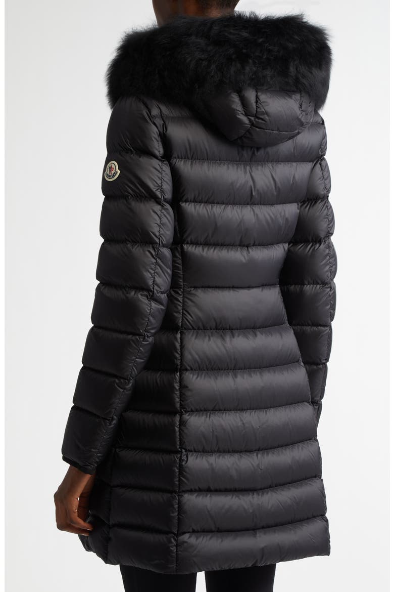 Hirmafur Hooded Down Puffer Jacket with Removable Genuine Shearling Trim, Alternate, color, BLACK/ BLACK
