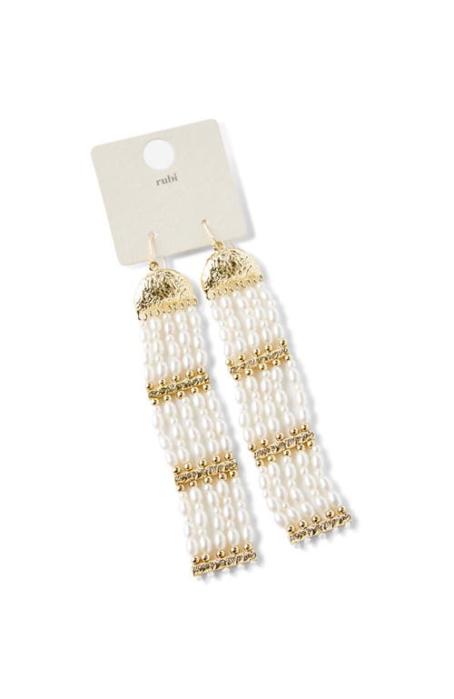 Rubi Shoes Mid Charm Earring In Up Gold Pearl Tassels