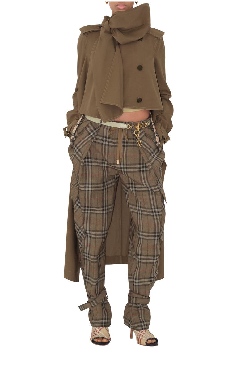 Burberry Check Silk Blend Cargo Trousers, Main, color,