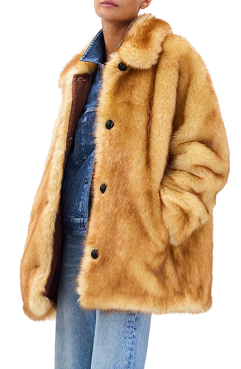 rag & bone Brenna Faux Fur Coat, Alternate, color, Brown
