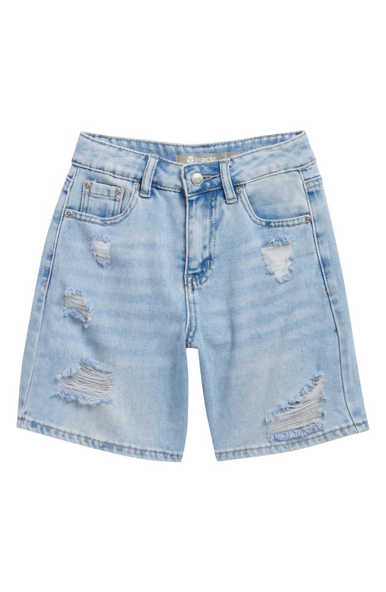 Tractr Kids' Distressed Denim Bermuda Shorts, Main, color, Light Indigo