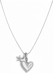 DLORIA Sophia MOM Pavé Heart & Floral Charm Necklace