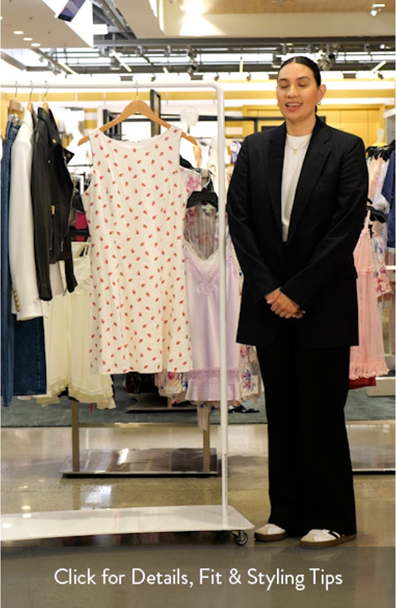 x Styled by COCO! Jayce Strawberry Print Linen Blend Dress, sales video thumbnail