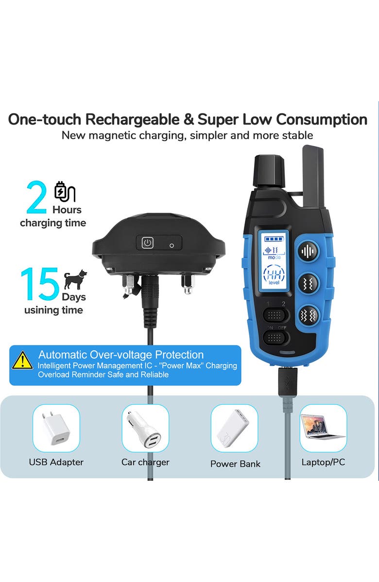 PET LIFE Ranger 1-to-2 Dog 650-Yard Range 16-Level Vibration and Sound Training Dog Collar, Alternate, color, Blue