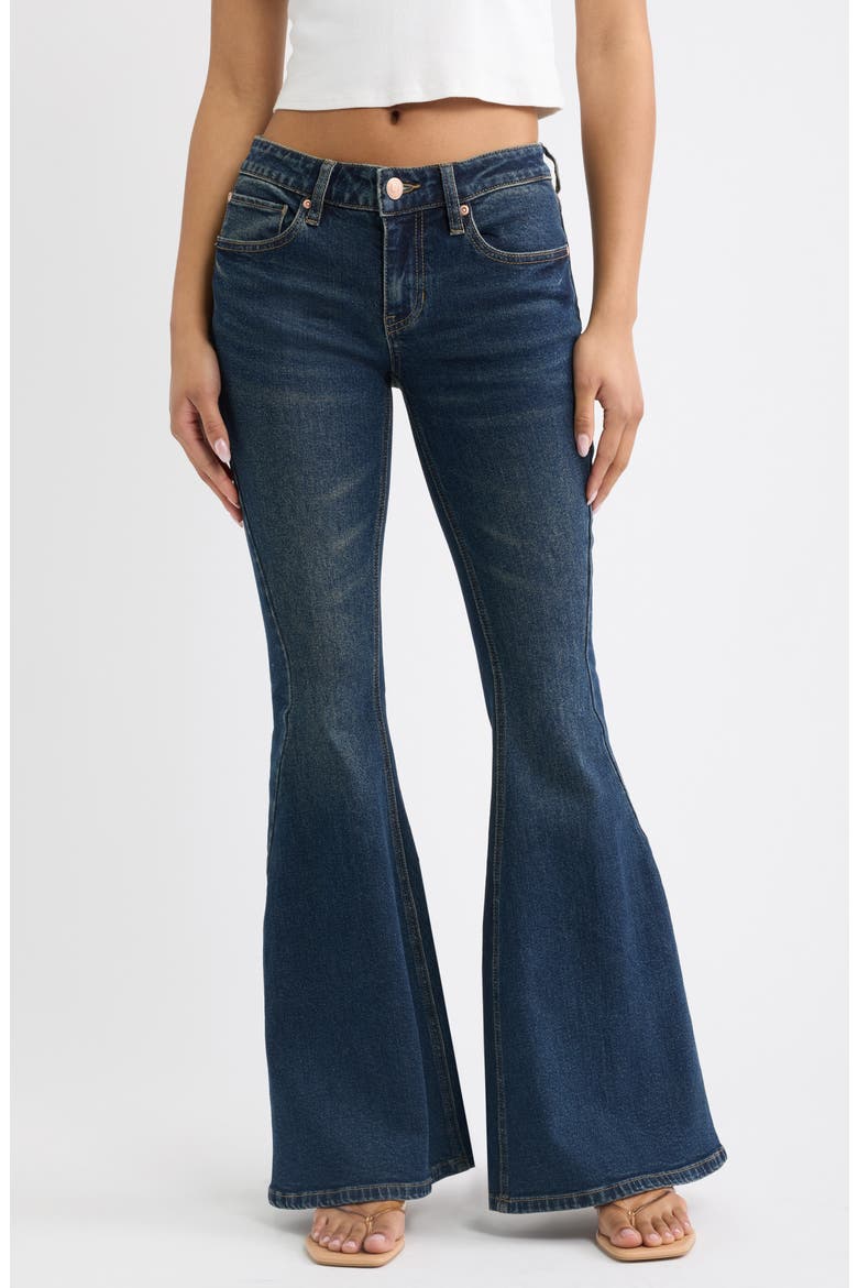 Twisted Seam Low Rise Bell Bottom Jeans, Main, color, MEDIUM WASH