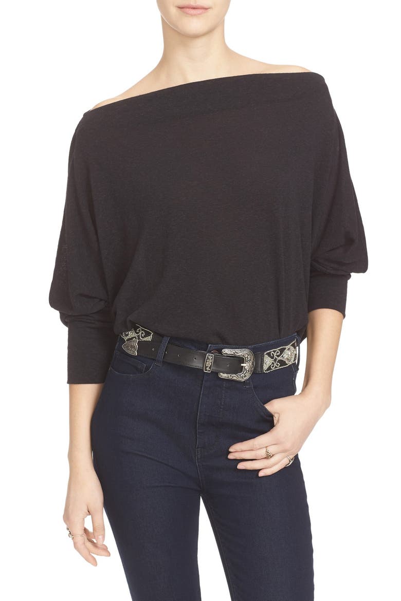 Valencia Off the Shoulder Pullover, Alternate, color, BLACK