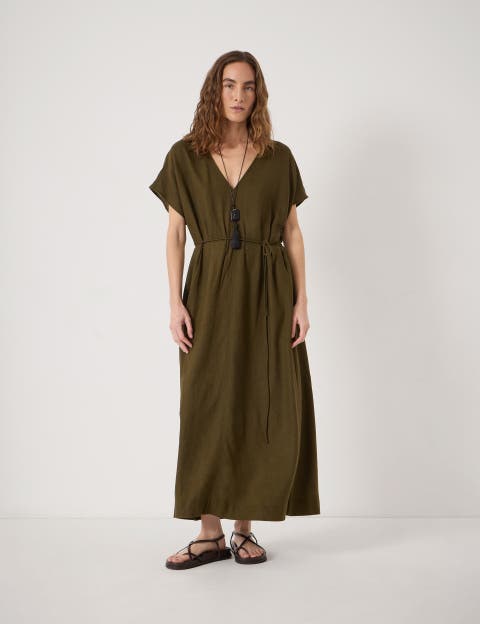 Remy Pleated Linen Blend Midi Dress