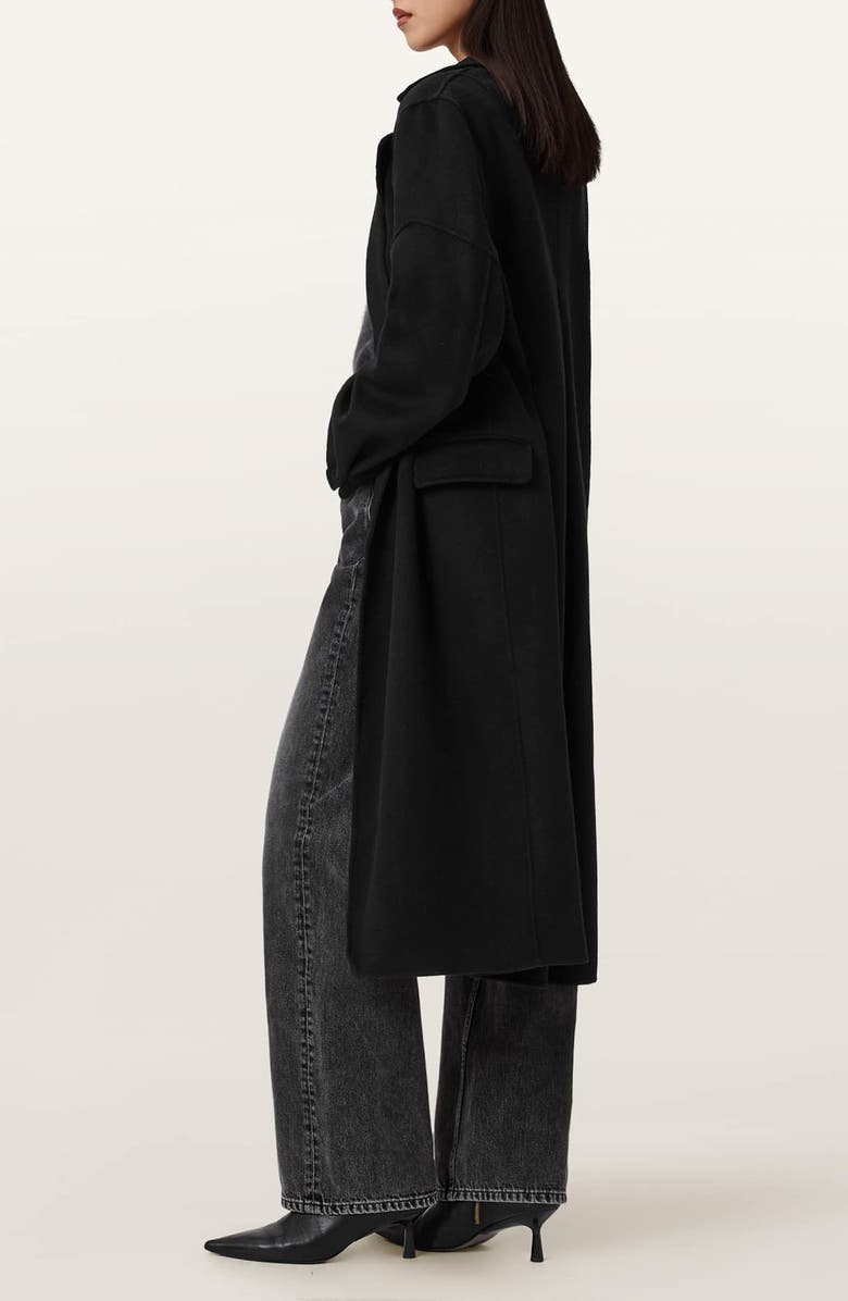 AllSaints Sellma Double Breasted Wool Blend Coat, Alternate, color, Black