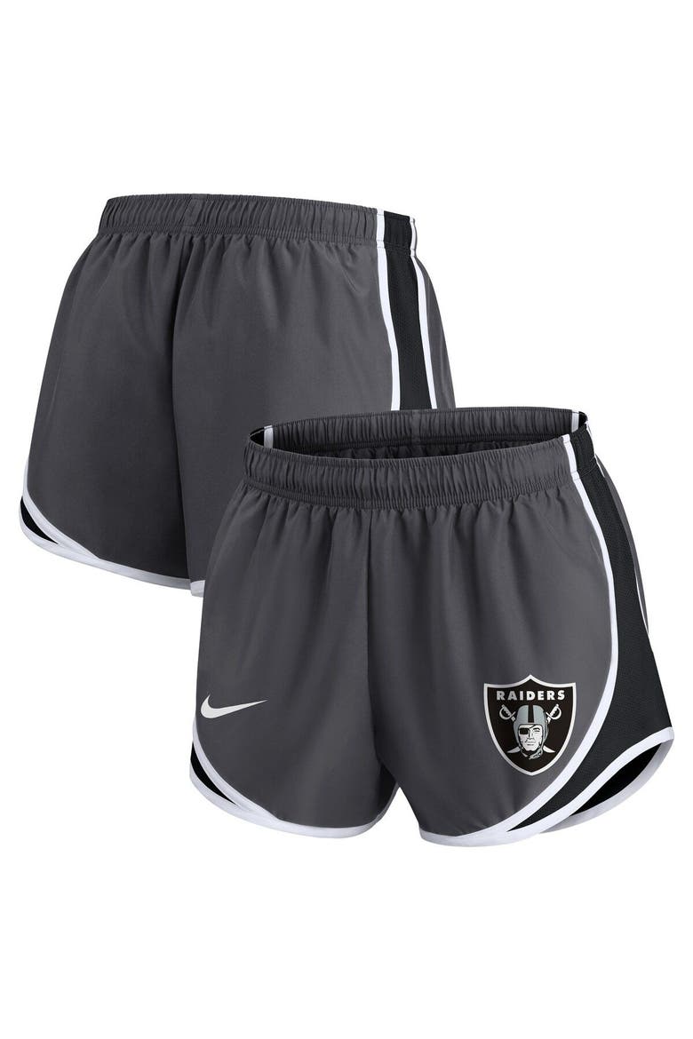 Women's Nike Charcoal Las Vegas Raiders Logo Performance Tempo Shorts, Main, color, Charcoal
